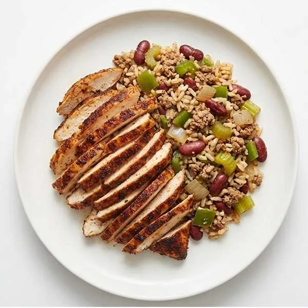 Cajun Spiced Chicken Breast with Dirty Rice & Beans